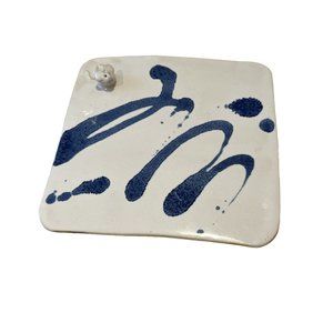 POTTERY Cheese Plate HAND CRAFTED with 3D Mouse 9 1/4" Square